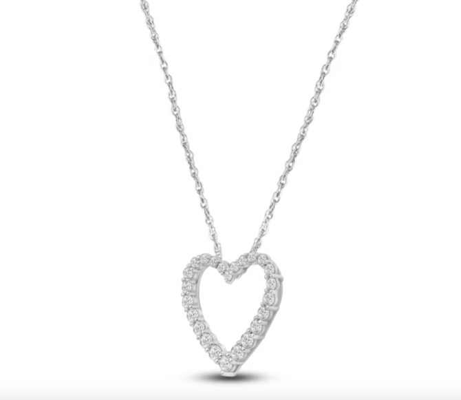 1 Carat Lab-Created Diamond Heart Outline Necklace in 14K White Gold – 18" Chain - Image 2